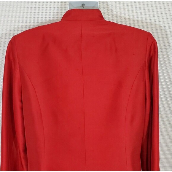 Jennifer West Blazer Jacket 6 Red Silk Asian Knot Closure Mandarin Collar Lined - Picture 7 of 11